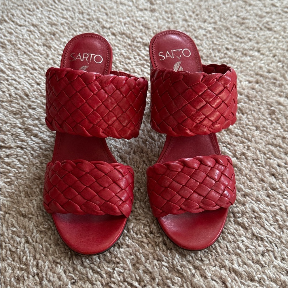 Franco Sarto Red Braided Sandals